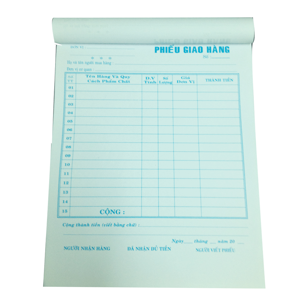 Phiếu giao hàng 16x20